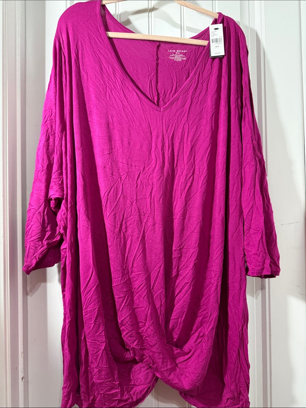 Lane Bryant Plus Size V-Neck Tunic in Fuchsia Pink